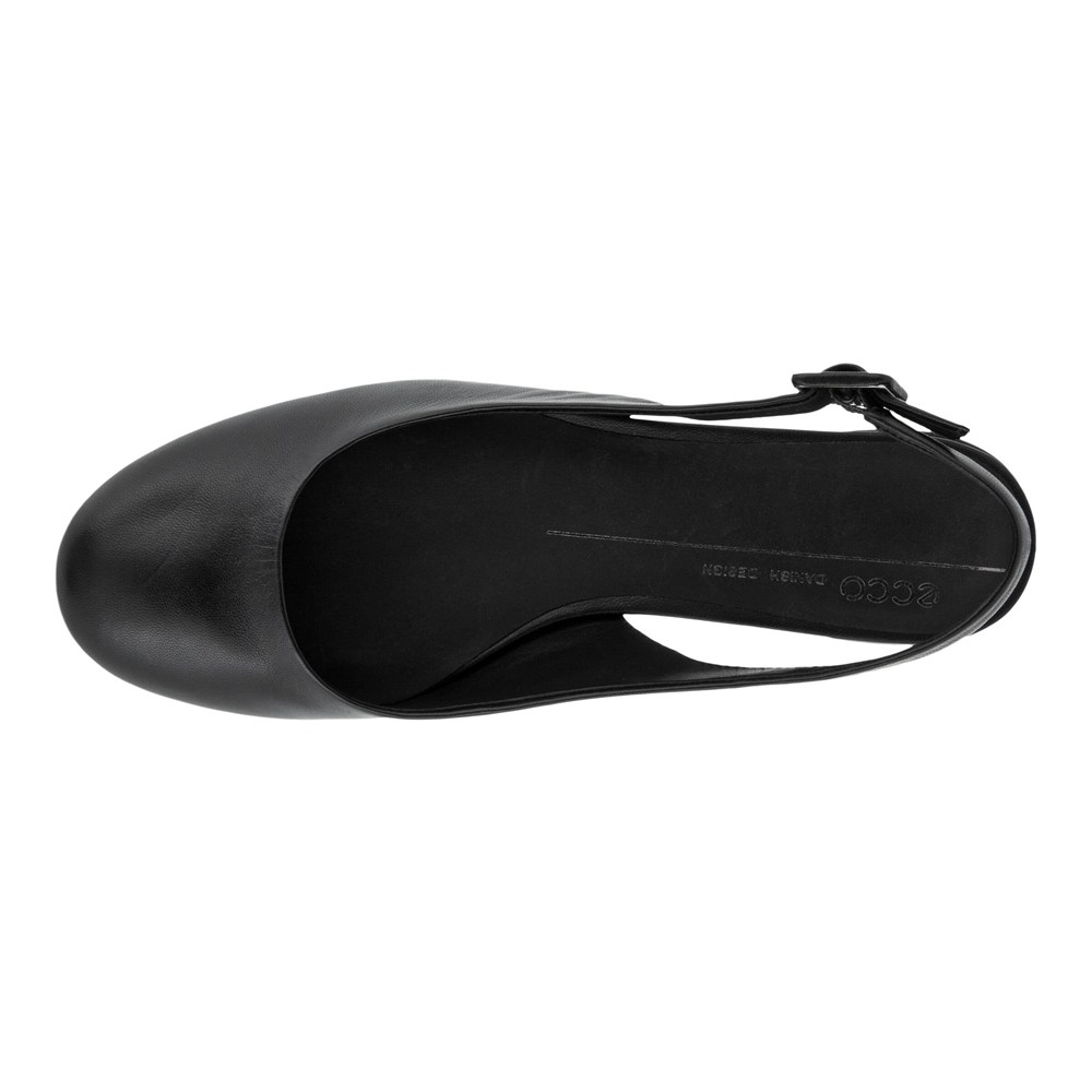 ECCO Womens Dress Shoes Black - Anal Sling-Back Flats - QMJ-590213